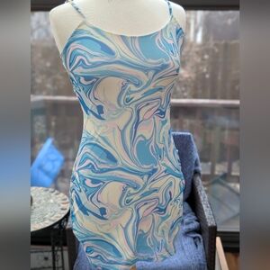 Pink And Blue Marbeled Bodycon Dress